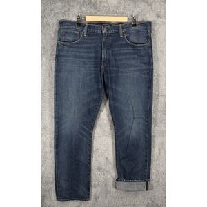 Polo Ralph Lauren Hampton Straight Jeans Mens 38x32 Dark Wash Redline Selvedge